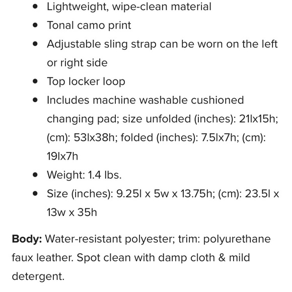 Skip Hop Paxwell Sling Easy-Access Diaper Bag Black Camo - Picture 8 of 8